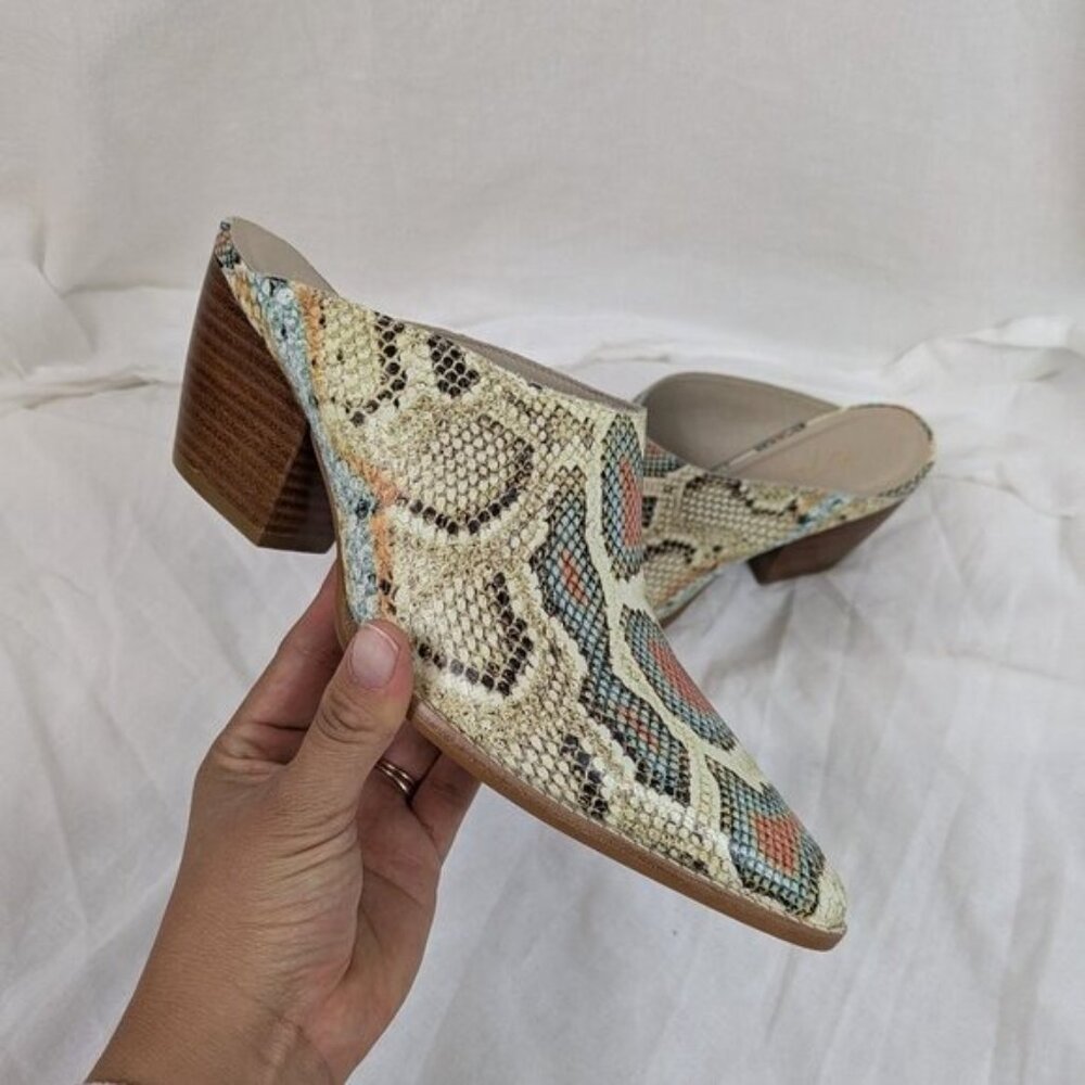 Matisse Leather Cammy Mule Snake print Size 7.5 Women